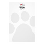 I Love My Beagle Pawprint Personalized Stationery