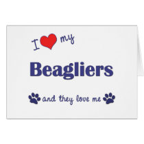 I Love My Beagliers (Multiple Dogs) cards