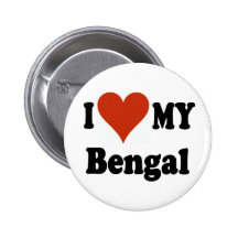 I Love My Bengal Cat Merchandise Pinback Buttons