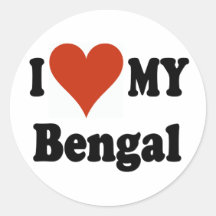 I Love My Bengal Cat Merchandise Round Sticker