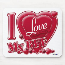 I Love My BFF red - heart Mousemats