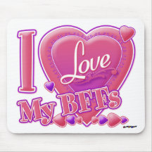 I Love My BFFs pink/purple - hearts Mousepads