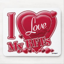 I Love My BFFs red - heart Mousepad