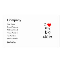 I Love My Big Sister Business Card Template