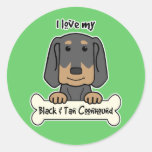 I Love My Black and Tan Coonhound Round Stickers
