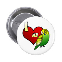 I Love my Budgerigar Pin