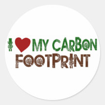 I Love My Carbon Footprint Round Sticker