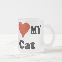 I Love My Cat Frosted Coffee Mug