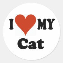 I Love My Cat Gifts and Apparel Stickers