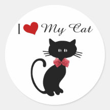 I Love My Cat Round Stickers