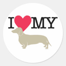 I Love My Dachshund ! Round Sticker