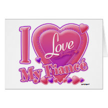 I Love My Fiancé pink/purple - heart Card