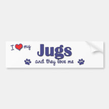 I Love My Jugs (Multiple Dogs) Bumper Sticker
