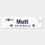 I Love My Mutt (Female Dog) Bumper Stickers