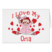 I love My Oma Rag Doll & Hearts Cards