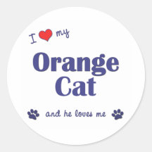 I Love My Orange Cat (Male Cat) Sticker