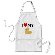 I Love My Rubber Ducky Aprons