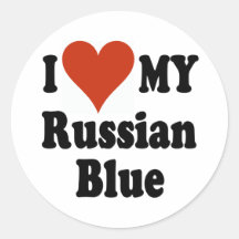 I Love My Russian Blue Cat Gifts and Apparel Round Sticker