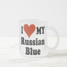 I Love My Russian Blue Frosted Coffee Mug