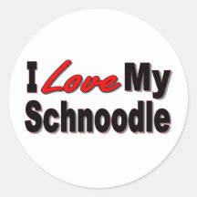 I Love My Schnoodle Dog Gifts and Apparel Round Stickers