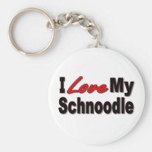 I Love My Schnoodle Dog Keychain