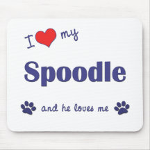 I Love My Spoodle (Male Dog) Mousepads