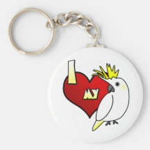 I Love my Sulphur Crested Cockatoo Keychain