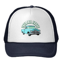 I love my truck - Old, classic blue pickup Mesh Hat