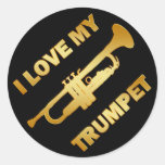 I LOVE MY TRUMPET ROUND STICKER