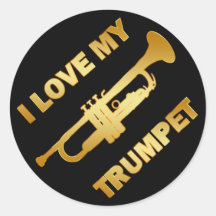 I LOVE MY TRUMPET ROUND STICKER