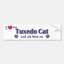 I Love My Tuxedo Cat (Female Cat) Bumper Sticker