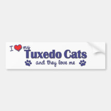 I Love My Tuxedo Cats (Multiple Cats) Bumper Sticker