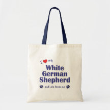 I Love My White German Shepherd (Female Dog) Tote Bags
