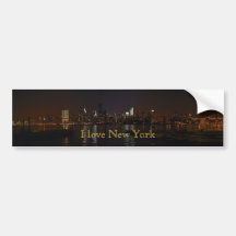 "I love New York" Night Skyline bumper sticker