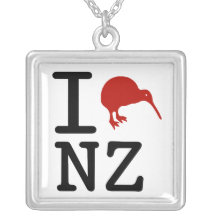 I Love New Zealand Kiwi Necklace