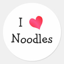 I Love Noodles Round Sticker