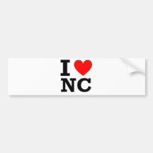I Love North Carolina Design Bumper Sticker