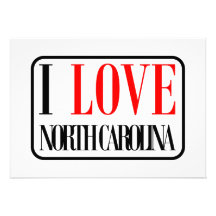 I Love North Carolina Design Custom Invitation