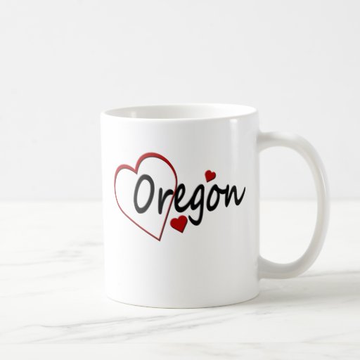I Love Oregon Hearts Mugs