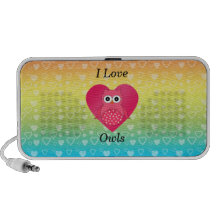 I love owls pink rainbow hearts iPhone speaker