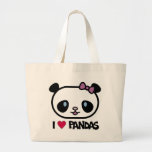 I Love Pandas Tote Bags