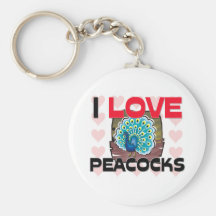 I Love Peacocks Keychain