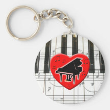 I Love Piano Keychains