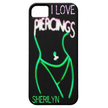 I LOVE PIERCINGS Green Neon Lady iPhone 5 Case