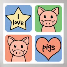 I Love Pigs Print