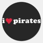 I Love Pirates Round Stickers