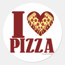 I love Pizza Round Stickers