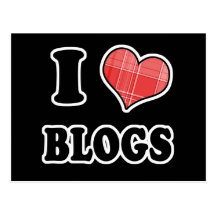 I Love (Plaid Heart) Blogs Post Cards
