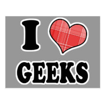 I Love (Plaid Heart) Geeks Postcard
