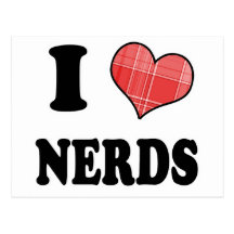 I Love (Plaid Heart) Nerds Postcard